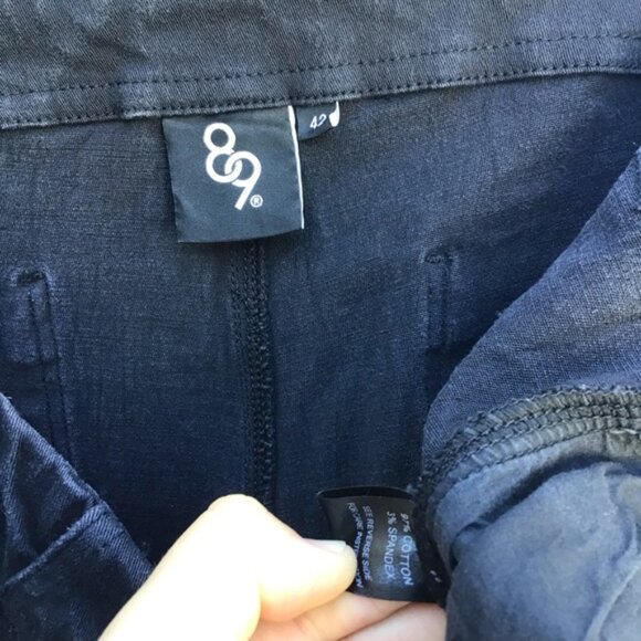 Vintage y2k 8+9 mfg strap slim denim jeans men’s 42 black cargo pocket 8&9 - Picture 7 of 8